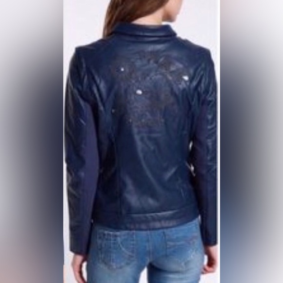 Desigual, Blue Leather Faux Jacket, Size 36 - Picture 5 of 15